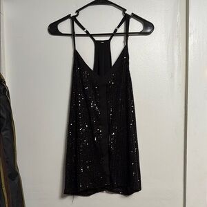 Black sequined tank top